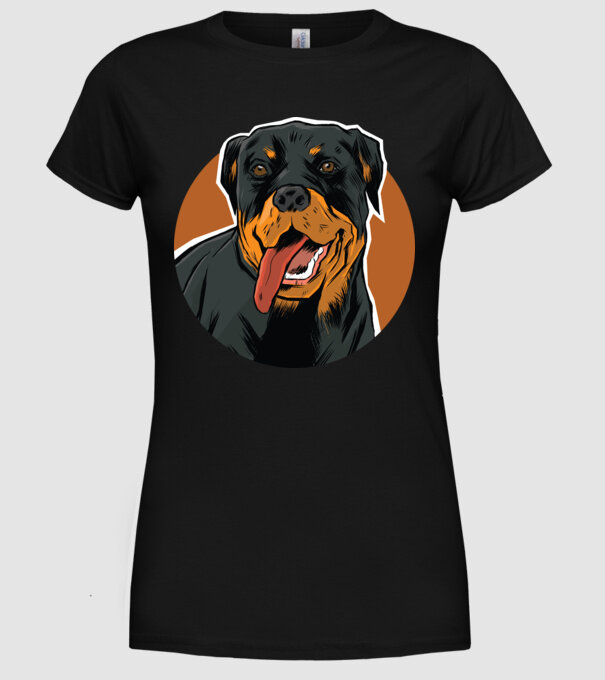 Tricou cu Câine Rottweiler model negru pe tricou