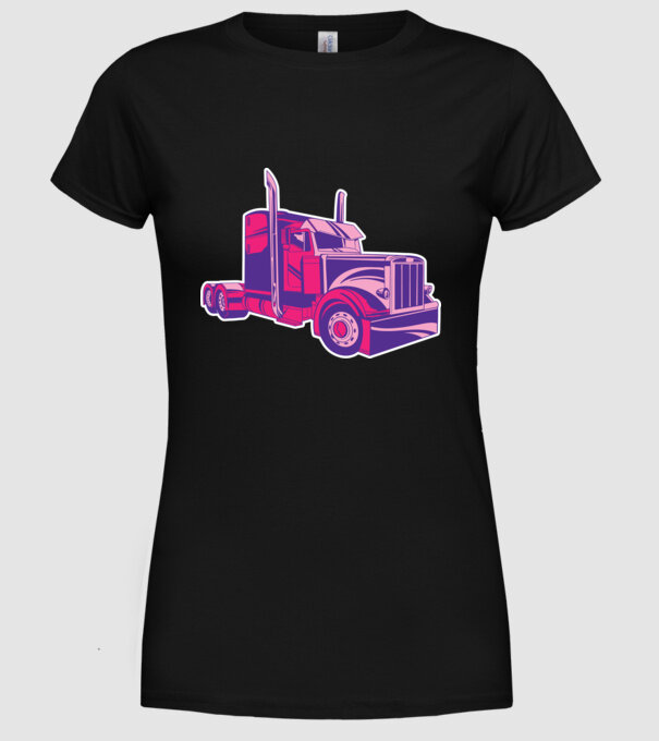 Camion roz model negru pe tricou