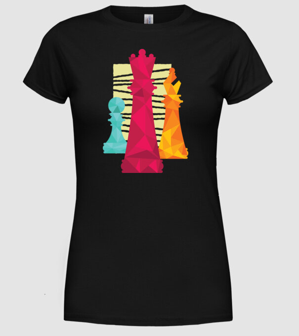 Piese Șah model negru pe tricou