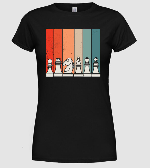 Șah Retro model negru pe tricou