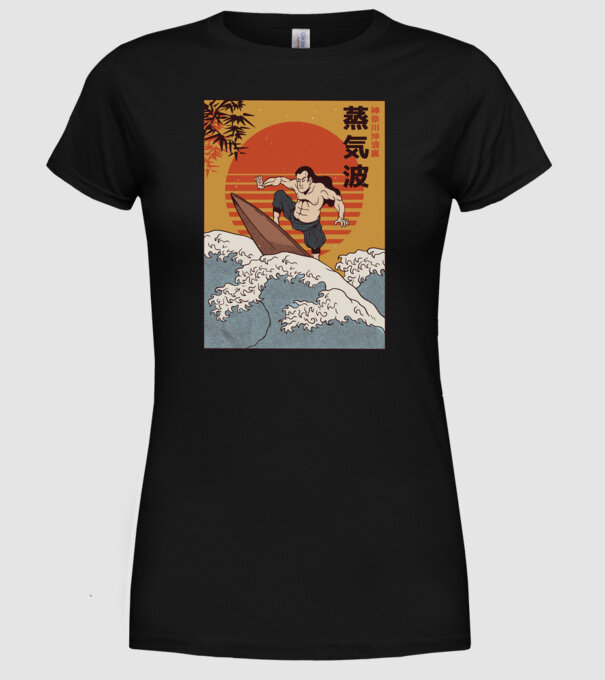 Samurai Surf model negru pe tricou