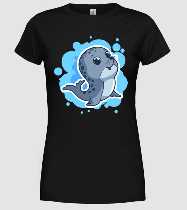 Sea Lion - Focă drăguță model negru pe tricou