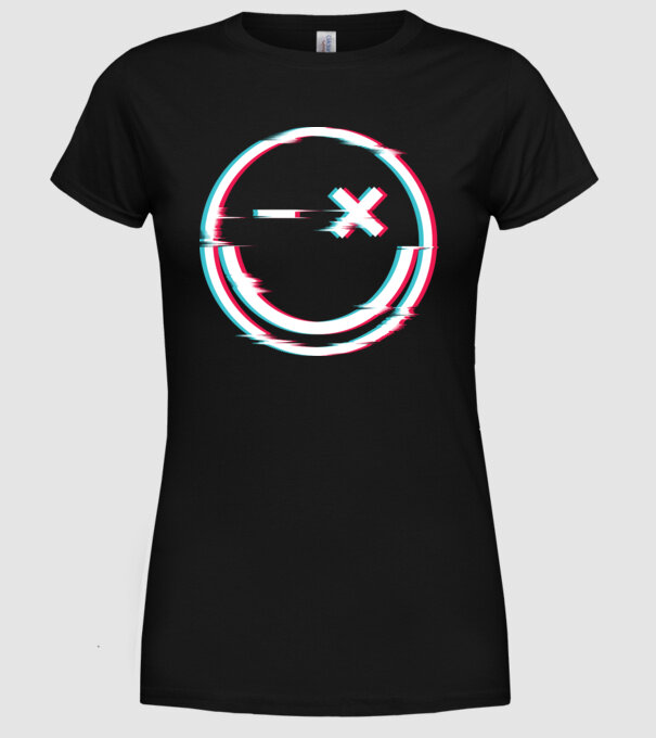 Smile glitch neon tiktok style model negru pe tricou