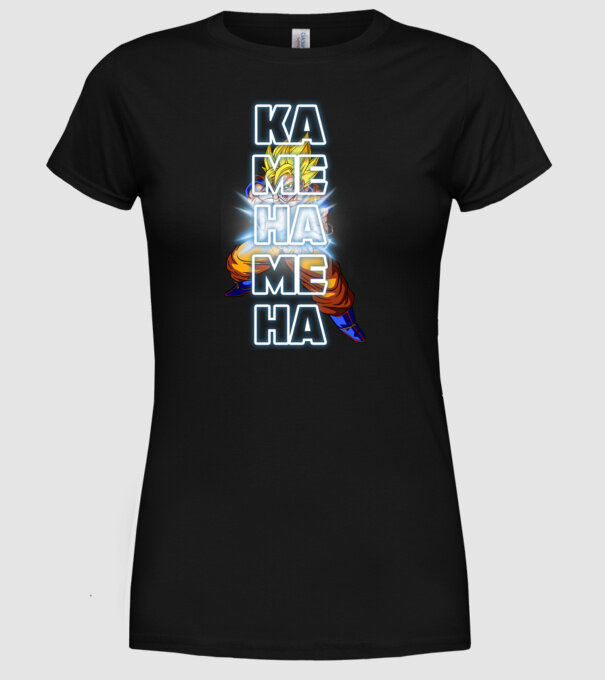 Son Goku Kamehameha model negru pe tricou