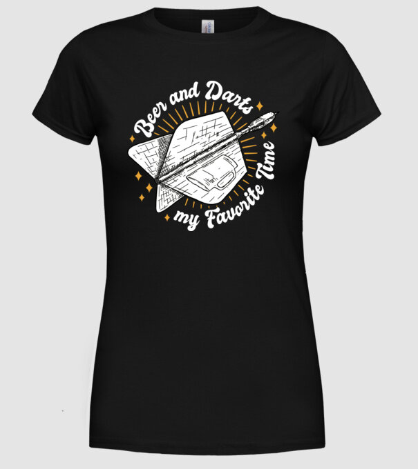 Bere și darts model negru pe tricou