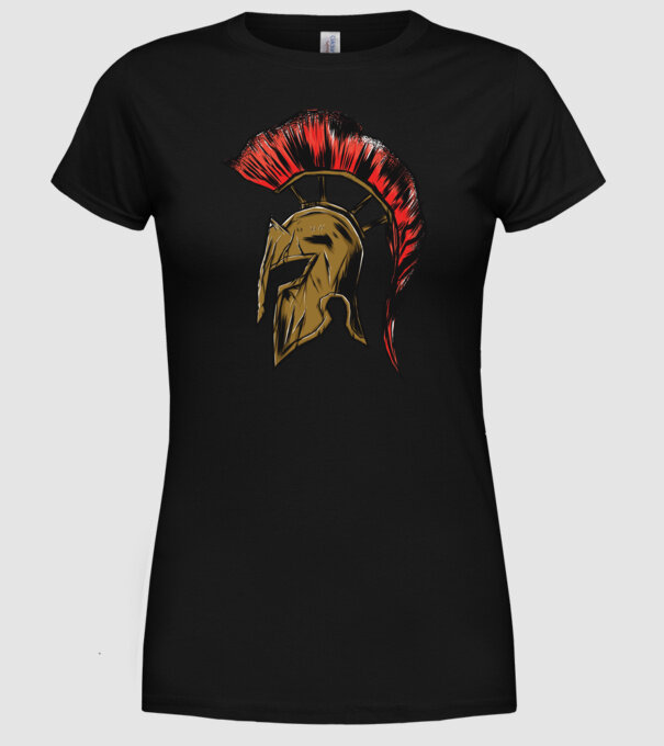 Cască războinic Sparta model negru pe tricou