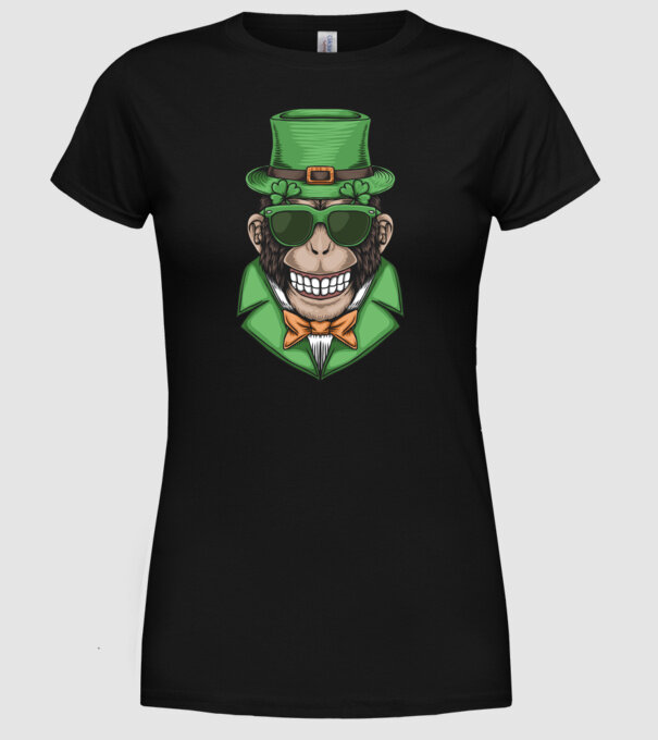 Sfântul Patrick Maimuță model negru pe tricou