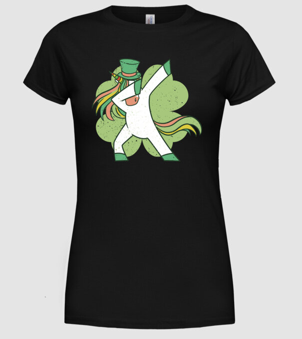 St Patrick Unicorn DAB model negru pe tricou