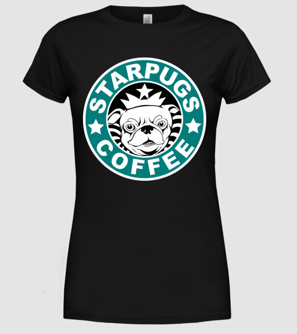 Starpugs Coffee model negru pe tricou