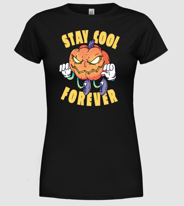 Dovleac de Halloween Stay Cool Forever model negru pe tricou