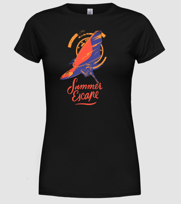 Summer escape Surf model negru pe tricou