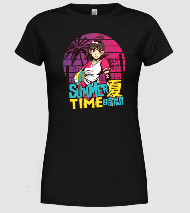 Summer Girl Anime Fată Manga model negru pe tricou