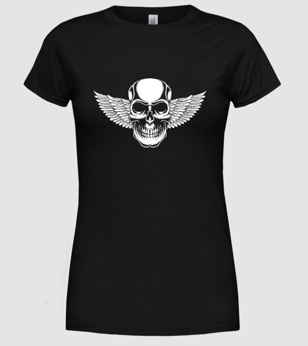 Craniu cu Aripi model negru pe tricou