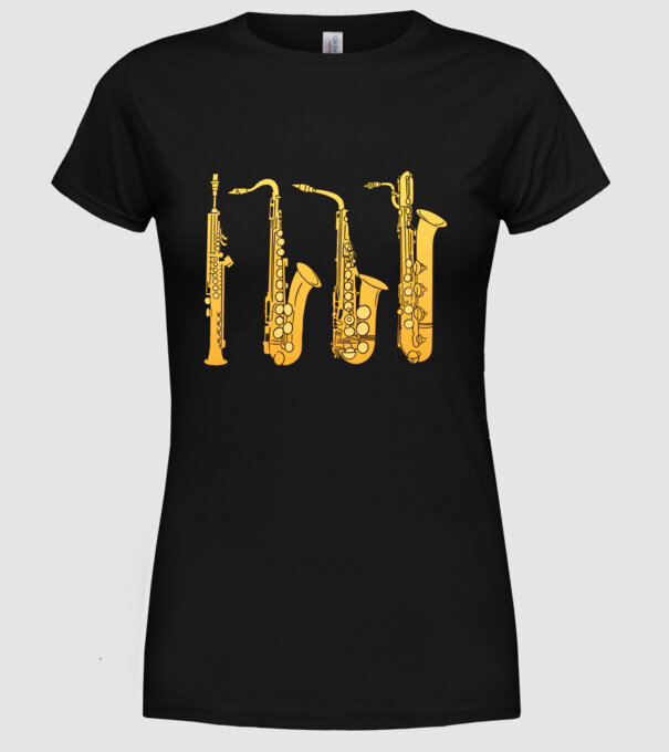 Saxofoane model negru pe tricou