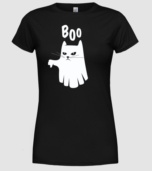 Pisică Fantomă model negru pe tricou