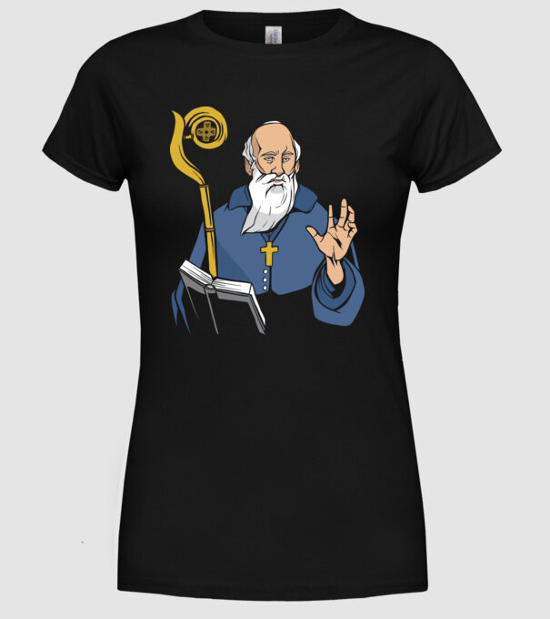 Sfântul Benedict model negru pe tricou
