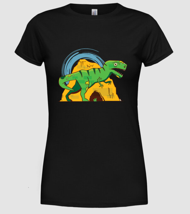 Dinozaur T-rex model negru pe tricou