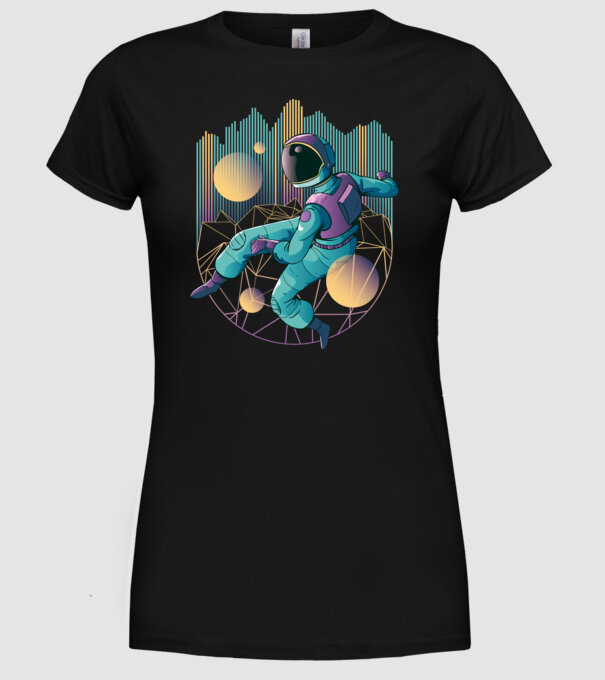 Techno Astronaut tricou astronaut model negru pe tricou