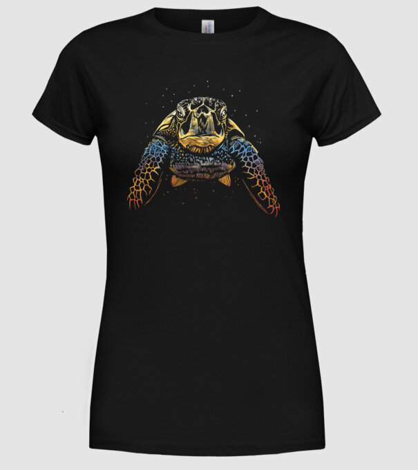 Broască țestoasă model negru pe tricou