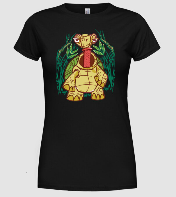 Gât Broască țestoasă model negru pe tricou