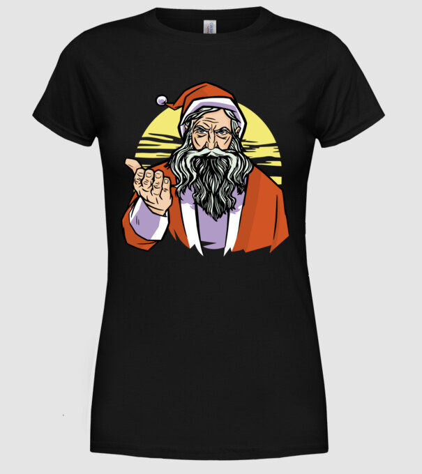 Moș Crăciun model negru pe tricou