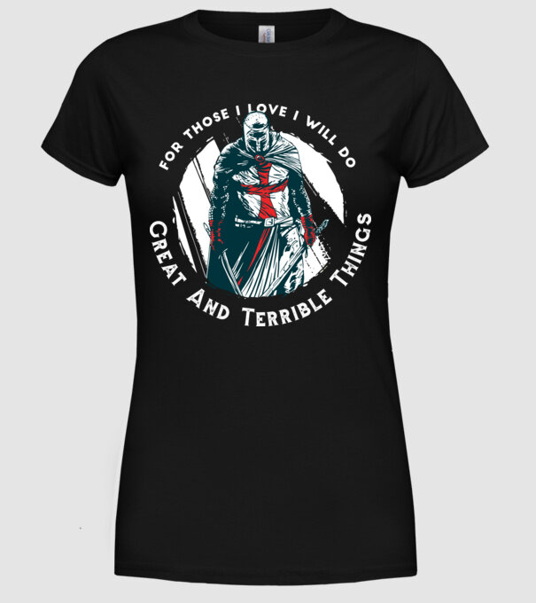 Cavaler Templier model negru pe tricou