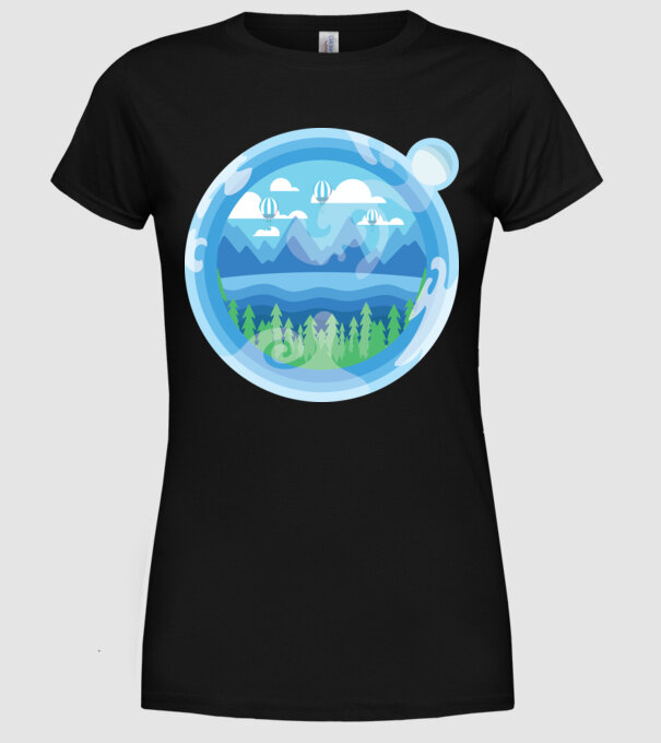 Natură model negru pe tricou