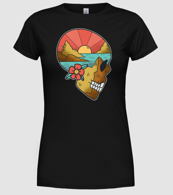 Natură Craniu model negru pe tricou