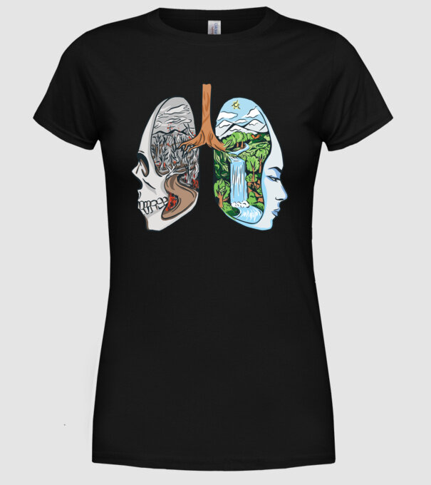 Natură Plămâni imagine model negru pe tricou