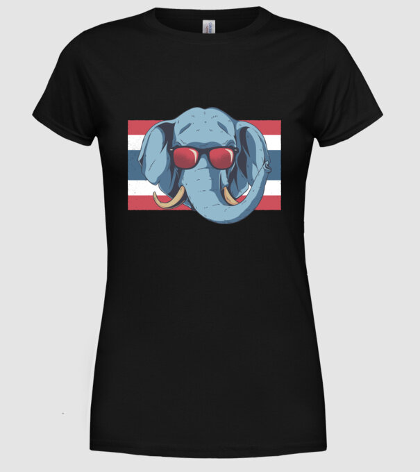 Thailanda Elefant tricou model negru pe tricou