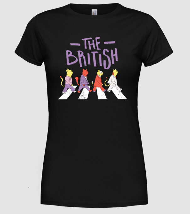 The British Pisicuțe model negru pe tricou