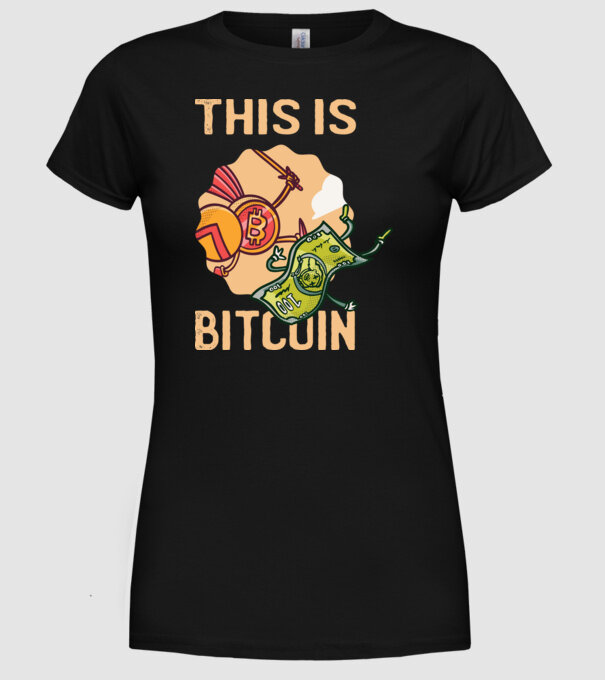 This is Bitcoin model negru pe tricou
