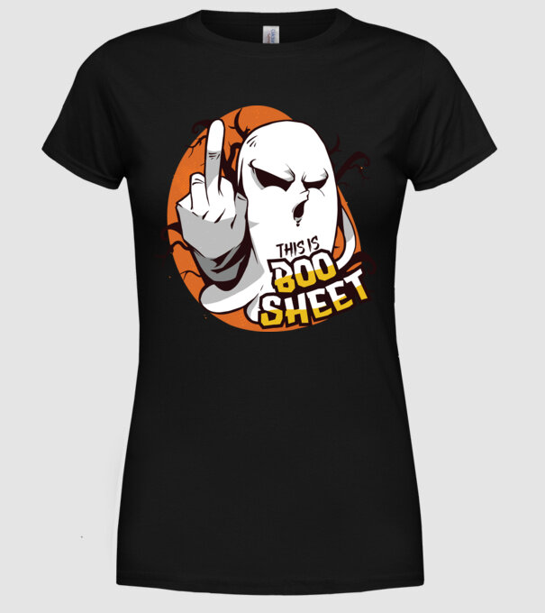 This is Boo Sheet Halloween model negru pe tricou