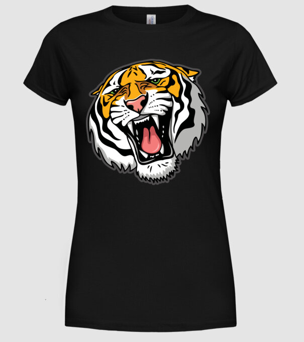 Tricou cu cap de tigru model negru pe tricou