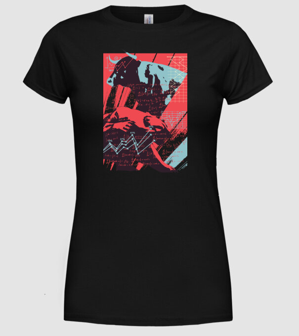 Bursa de Valori Taur vs Urs model negru pe tricou
