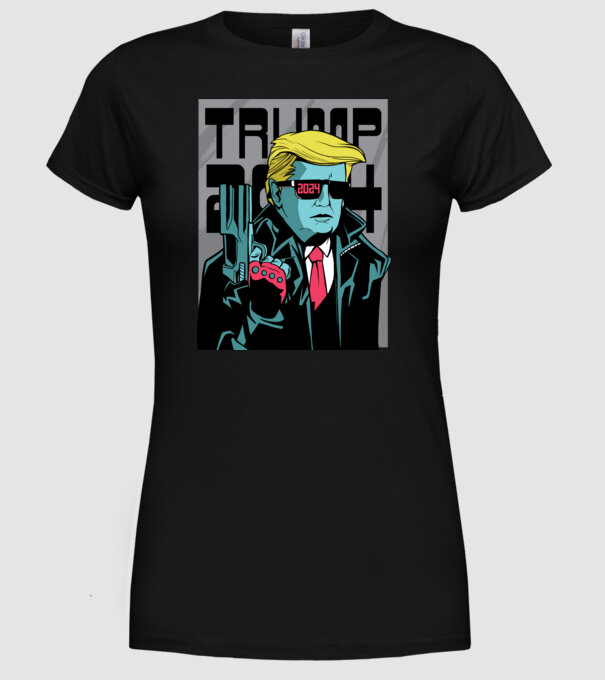 Trump Terminator 2024 model negru pe tricou
