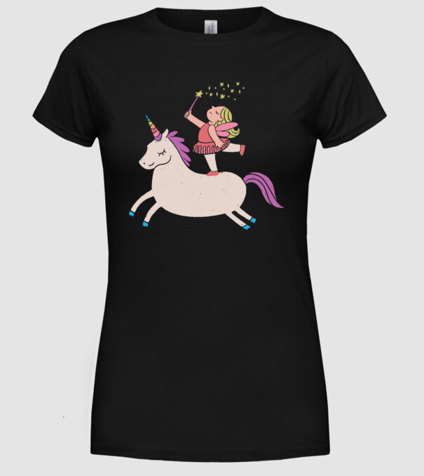 Zână Unicorn model negru pe tricou