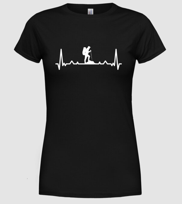 Drumeții Ritm cardiac ECG model negru pe tricou