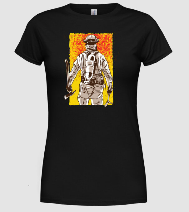 Pompier model negru pe tricou