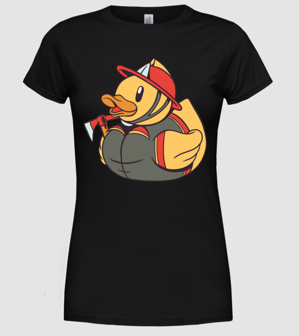 Rățușcă de cauciuc Pompier model negru pe tricou