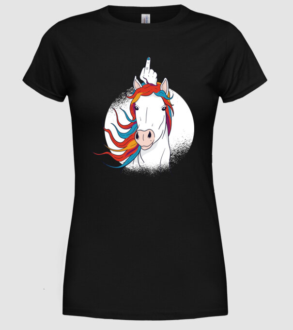 Unicorn Fuck Off model negru pe tricou