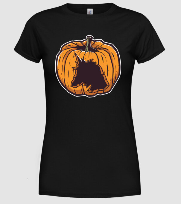 Dovleac de Halloween Unicorn model negru pe tricou