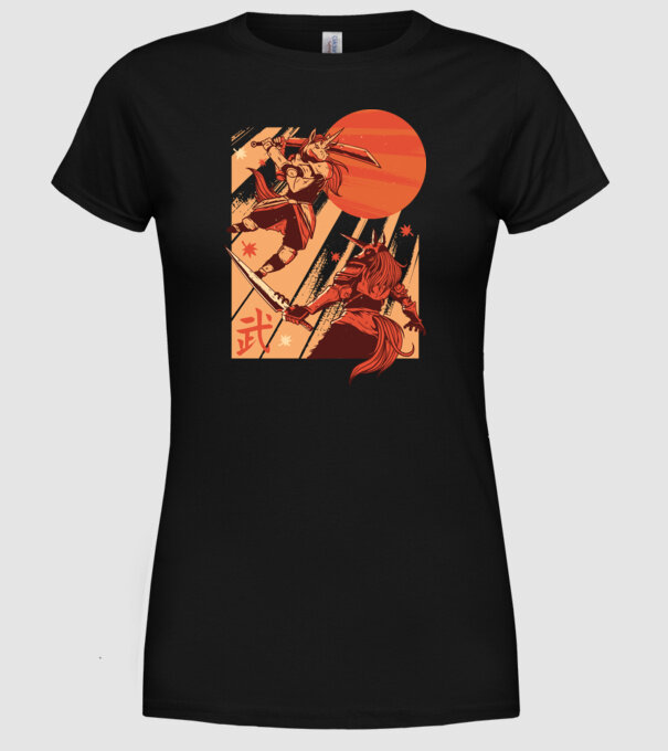 Unicorn Războinic model negru pe tricou