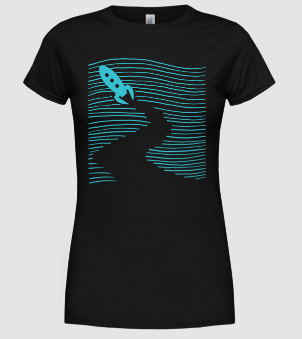 Navă spațială model negru pe tricou