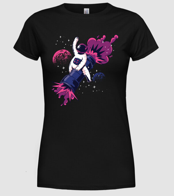 Astronaut Bazooka Rodeo model negru pe tricou