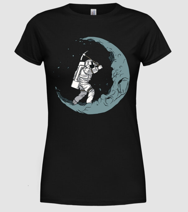 Astronaut pe Lună model negru pe tricou
