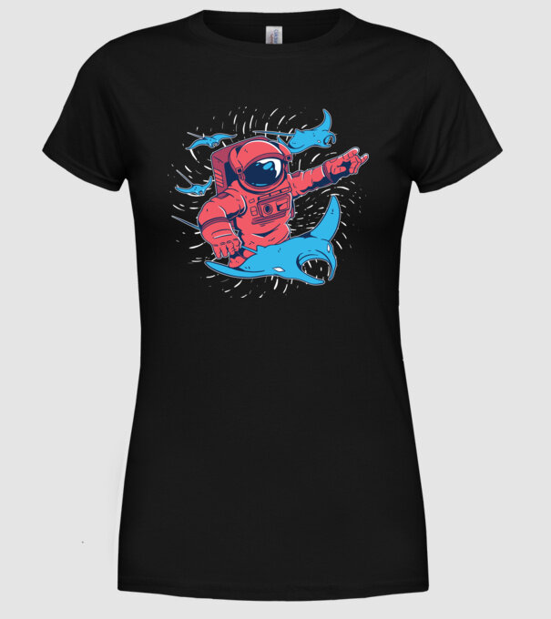Diavol de mare gigant Astronaut model negru pe tricou