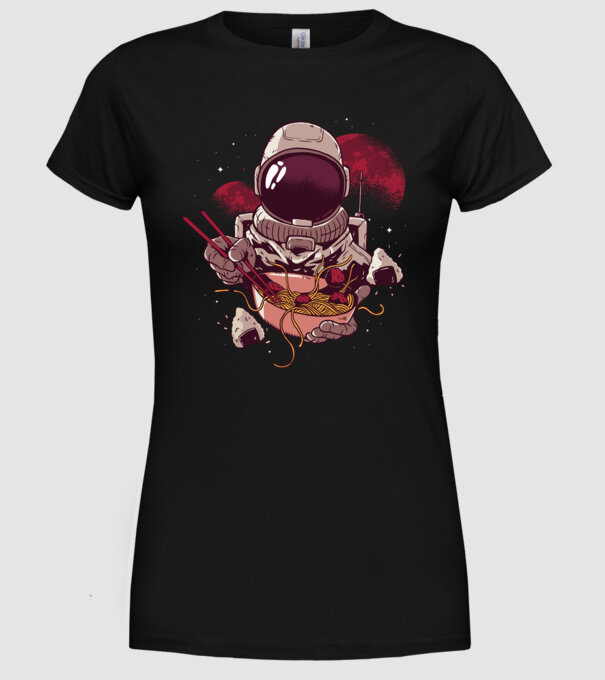 Astronaut Ramen model negru pe tricou
