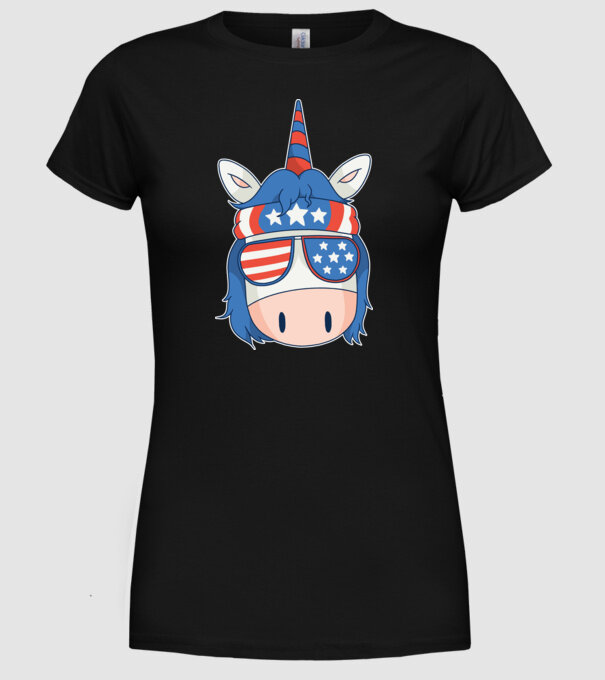 SUA unicorn model negru pe tricou