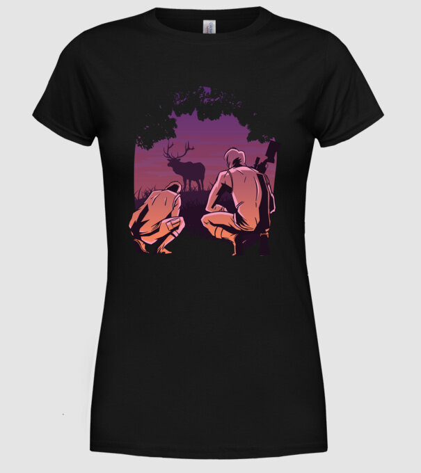 Vânătoare model negru pe tricou